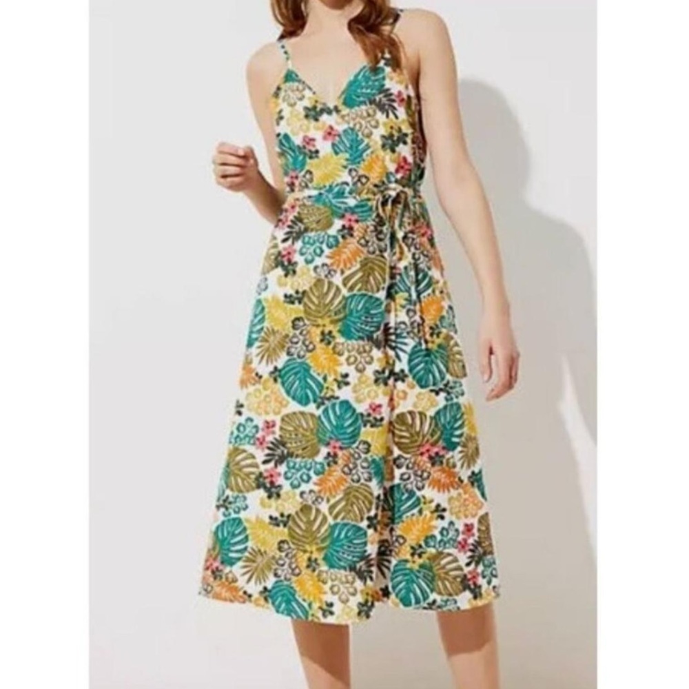 Loft Beach Tropical Print Wrap Dress